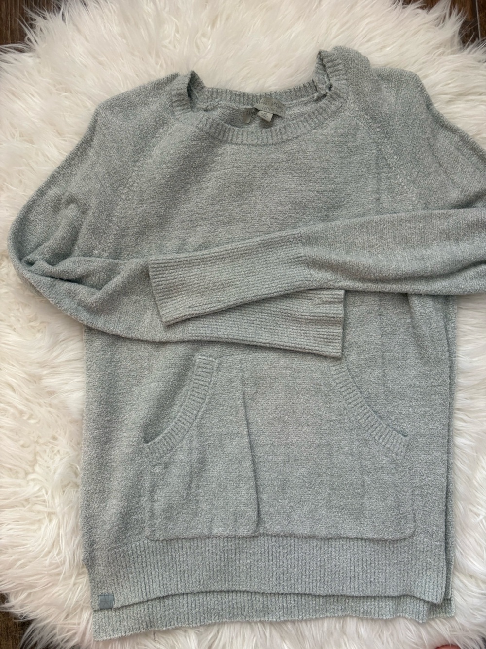 Barefoot Dreams Light Heather GrayBlue Scoop Neck Sweater